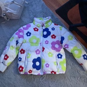 Wolf fable flower puffer coat